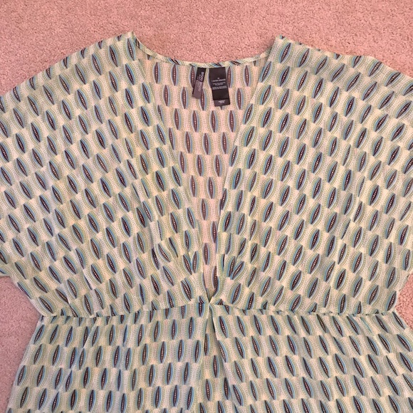 Bisou Bisou Sheer Cover Up Tunic Size 1X Green Brown Swim Cover Up Kimono - Picture 2 of 8